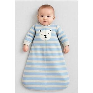 Carter’s Small Blue & Gray Striped Bear Sleep Bag Sack NWT Baby Wearable Blanket